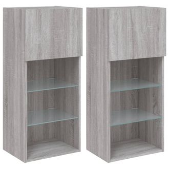 vidaXL Muebles De Tv Con Luces Led 2 Uds Gris Sonoma 40,5x30x90 Cm Vidaxl