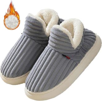 Generic Slipper Booties For Women Men Cozy, Cozy Cloud Stylish Slipper Fuzzy Plush Booties with Thick Sole Anti-Slip Comfort Design (Gray,4)