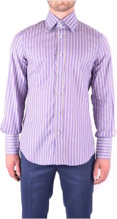 Dsquared2 Overhemden, Heren, Paars, M, Katoen, Paarse Gestreept Herenoverhemd Lente/Zomer