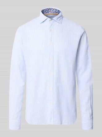 Fil Noir Regular Fit Business-Hemd aus Leinen-Baumwoll-Mix Modell ROMA in Hellblau, Gr&ouml;&szlig;e 38