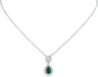 Kenneth Jay Lane Pear & Round Cubic Zirconia Pendant Necklace in Green/Silver at Nordstrom Rack, Size 16