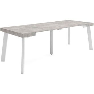 Skraut Home Mesa Consola Extensible, Mesa Comedor Plegable, 220, Para 10 Comensales, Patas De Madera, Estilo Moderno, Gris Cemento - Skraut Home