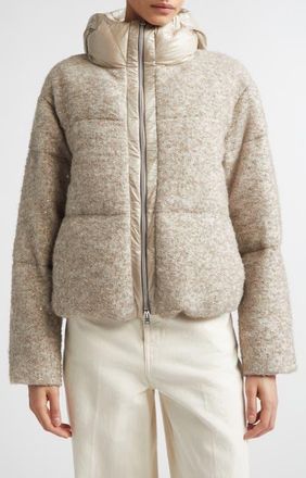 Herno Capes Sequin Wool & Alpaca Blend Down Jacket in 1985 Chantilly at Nordstrom, Size 44
