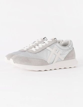 FitFlop Womens FitFlop Womens Retro-Q FF Metallic-Fabric/Suede Trainers - Silver/Urban White E11 - Grey - Size: 5