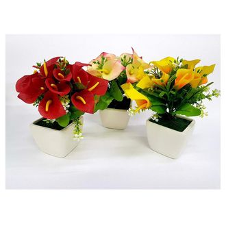 Trade Shop Trade Shop - Pianta Calla Finta Colorata 21x7.5cm Vaso Ceramica Decorazione Fiori Scrivania Casa