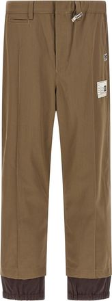 Miharayasuhiro Mix Layered Wool Gabardine Pantaloni Verde-Uomo