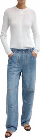 Tibi Classic Wash Denim Fischer Jeans In Blue