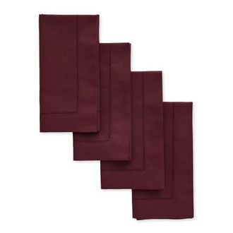 Solino Home Cotton Linen Hemstitch Dinner Napkins Set of 4, 20 x 20 in Wine at Nordstrom