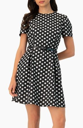 Ivonne Polka Dot A-Line Short Dress in Black at Nordstrom, Size 12