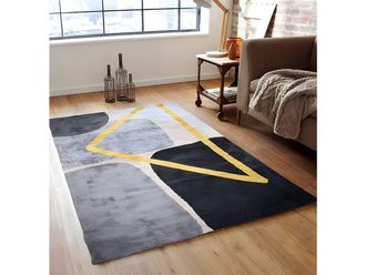 Vente-Unique PICADILLY Contemporary Style Rug - 160 X 230 Cm - Grey, Black & Gold in Grey | Size: 160 cm x 230 cm