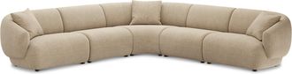 Castlery Auburn Extended L-Shape Sectional Sofa Customized, (Washed Chenille) Sand, Machine Washable, Modular for Sofas, Brown, Castlery