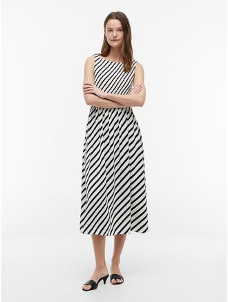 Tommy Hilfiger Womens Striped Shirred Crepe Maxi Dress - Navy - XXL