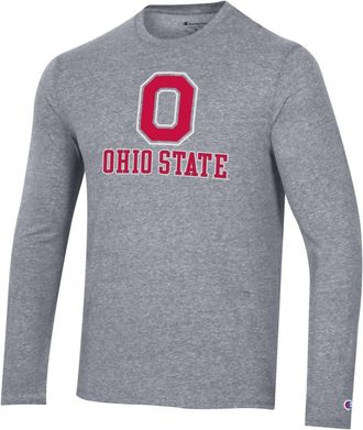 Champion Tri-Blend Long Sleeve Tee Ohio State In Gunsmoke Heather