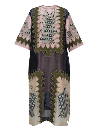 Biyan pineapple-print organza dress - women - Silk - M - Pink