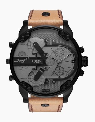 Diesel Mens Diesel DZ7406 Mr. Daddy 2.0 Chronograph Brown Leather Mens Watch - Black