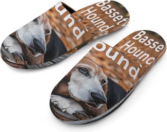 Generic Basset Hound Dog Mens Cotton Slippers Memory Foam Comfort House Shoes Winter Indoor Slipper for Hotel Casa Spa