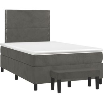vidaXL Cama Box Spring Con Colch&oacute;n Terciopelo Gris Oscuro 120x190 Cm Vidaxl