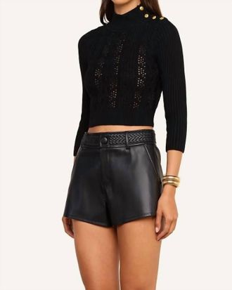 L'agence Kamdyn Cable Mock Neck Sweater In Black