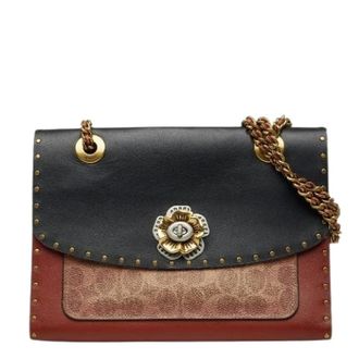 Coach Pre-owned Parker Signature Snakeskin Chain Shoulder Bag - - Pre-owned - Donna - Marrone - ONE SIZE