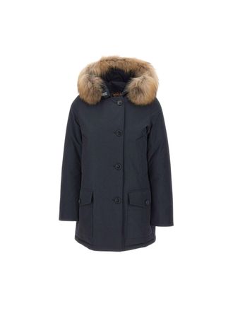 Woolrich Blue Arctic Coated Canvas Detachable Fur Parka