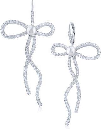 Kenneth Jay Lane Cubic Zirconia Bow Drop Earrings in Clear/silver at Nordstrom Rack