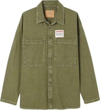 American Vintage Camicia denim Uzatown con tasca applicata - Verde