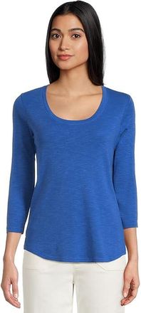 Tommy Bahama Ashby Isles Rib 3/4 Sleeve Scoop Womens Clothing Cobalt Haze : XS (US 2), Cotton