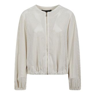 Fabiana Filippi Light Jackets, female, Beige, Size: XS Perforated Zip-up Jacket