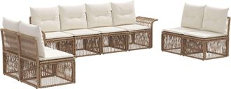 vidaXL Conjunto De Sof&aacute;s De Jard&iacute;n 8 Uds. Beige Rat&aacute;n Sint&eacute;tico Vidaxl