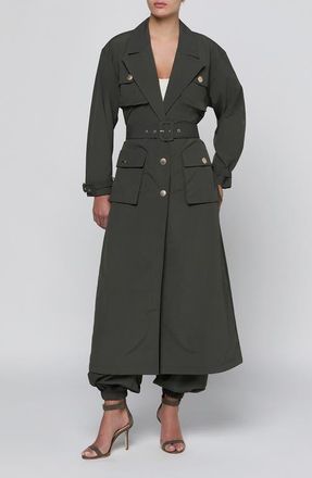 L'agence Axel Windbreaker Trench Coat in Ash Olive at Nordstrom, Size X-Small