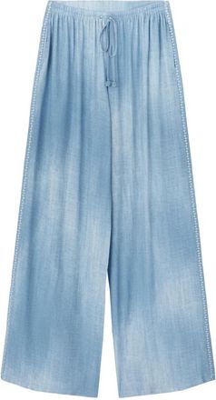 Ermanno Scervino Broeken, Dames, Blauw, M, Denim, Wijde Pijp Denim Palazzo Broek