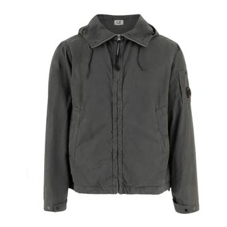 C.P. Company C.p. Company - Jas met capuchon Ritssluiting Lens op de mouw - Heren - Jassen - Grijs - Maat: XL