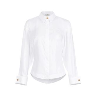 Elisabetta Franchi Dames, Blouses & Shirts, Wit, Maat: 2XS Katoen