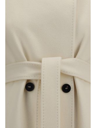 Max Mara Womens Double-Breasted Wool Coat White Fleece (ovis Aries)