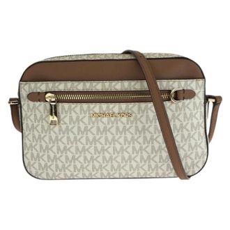 Michael Kors Pre-owned Cross Body Bags, female, Beige, Size: ONE SIZE Pre-owned Jet Set Item PVC Shoulder Bag