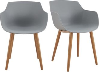 Moloo Silla escandinava gris con pie de metal efecto madera (x2)