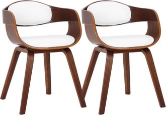 Clp Set de 2 sillas con asiento en Simil cuero Nogal/blanco
