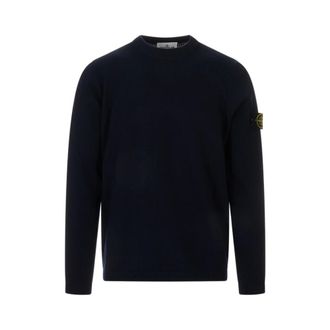 Stone Island Round-neck Knitwear, male, Blue, Size: M Micro Stitch Sweater