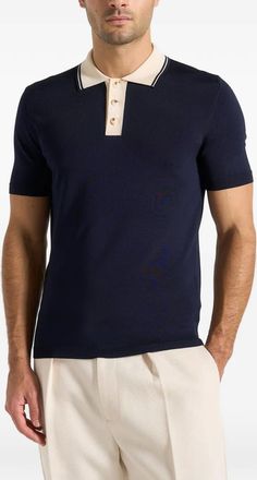 Mani&egrave;re De Voir Roux poloshirt met contrasterende kraag - Blauw