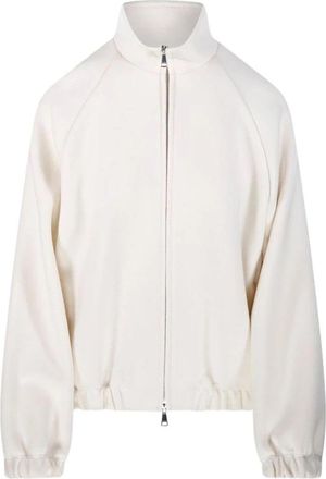 Max Mara Zip-Up Trainingsjack - Dames - Zomerjassen - Wit - XS - Katoen - Jassen