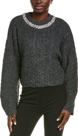 endless rose Endless Rose Jewel Embroidered Fuzzy Cable Chunky Wool-Blend Sweater