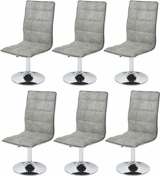 Hhg Hhg - Nunca Usado] Lote De 6 Sillas De Comedor 105, Silla De Cocina, Giratoria Regulable En Altura, Tela/textil Mvg, Vintage Gris Hormig&oacute;n