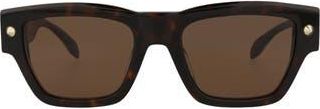 Alexander McQueen Fashion 53mm Square Sunglasses Glasses in Havana Havana Brown at Nordstrom Rack
