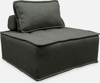 Sweeek Sweeek - M&oacute;dulo Para Sof&aacute; Modular En Tela Lisa, 1 Plaza, Dao, Gris, 90x90x40 Cm