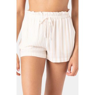 Roxy Stripe Out Cover-Up Drawstring Shorts in Egret at Nordstrom, Size X-Large