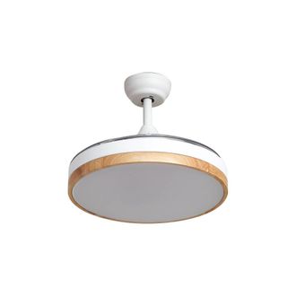 Lindby Ventilador de techo con l&aacute;mpara de metal blanco