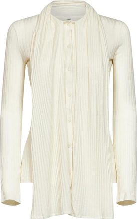 Toteme Sjaal Cardigan - Dames - Vesten - Beige - M - Wol - Truien & Vesten