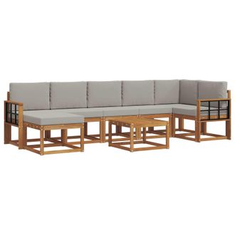 vidaXL Conjunto De Sof&aacute;s De Exterior 8 Pcs Gris Natural Y Claro Vidaxl