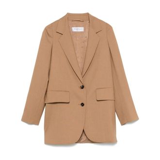 Max Mara Blazers, female, Brown, M, Camel Brown Jacket with Front Buttons