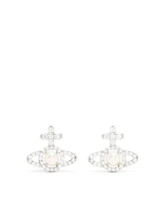 Vivienne Westwood Orecchini a bottone Orb con cristalli - Argento